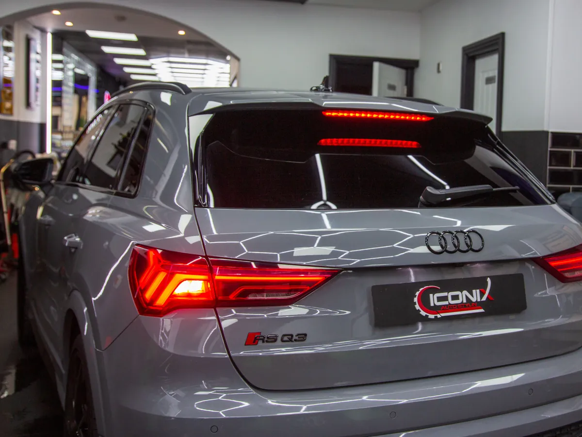 ICONIX plate on the rear of an Audi RS Q3 at the Iconix unit