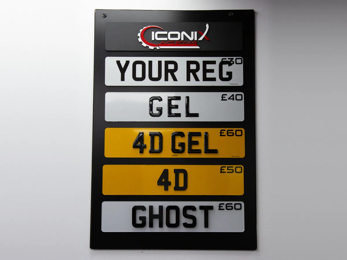 Wall of ICONIX show plate styles: standard, gel, 4D gel, 4D and ghost